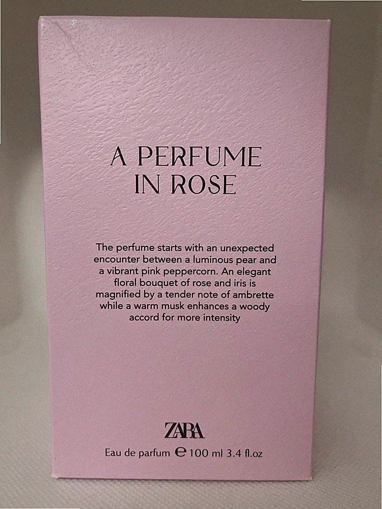 Zara A Perfume In Rose Eau De Parfum Spray 3.4 Oz / 100 mL Women's New Sealed