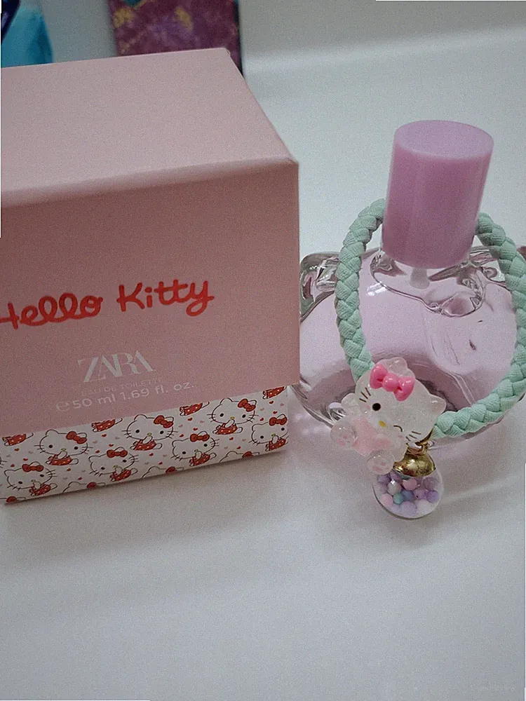 Zara HELLO KITTY Eau de Toilette EDT 1.69 fl oz 50 ml Perfume+handmade scrunchie